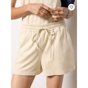 Melissa Nepton Darla Vegan Leather Pull-On Shorts, Creamsuede – Size M‎